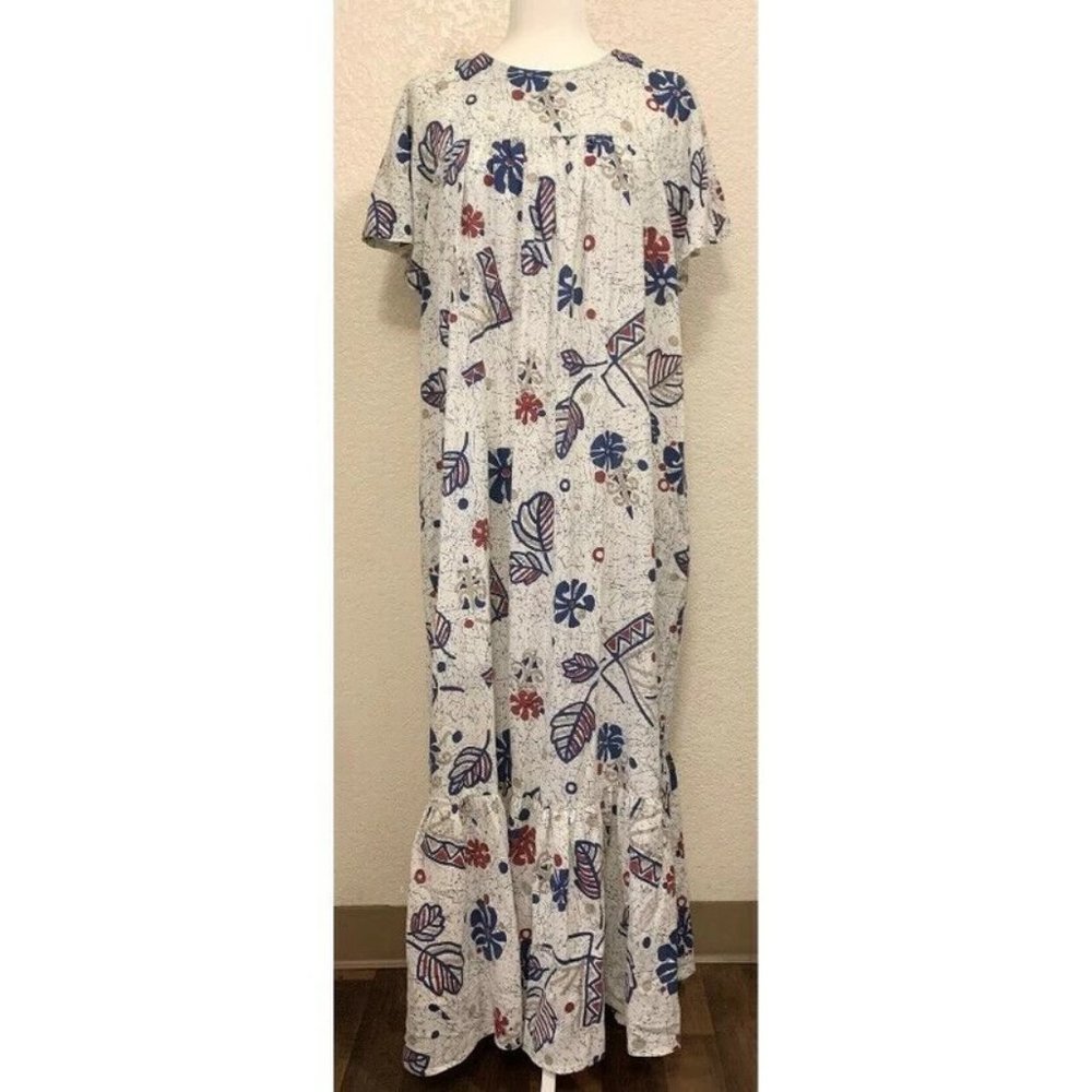 Fashioned by Mary Elliott Vintage 80s Maxi Floral MuuMuu House Dress